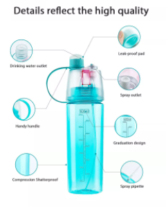 2 in 1 Sports Water Bottle With Spray Mist