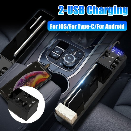 Dual USB Multifunctional Storage Box With Phone Charger And Car Automative Storage Case