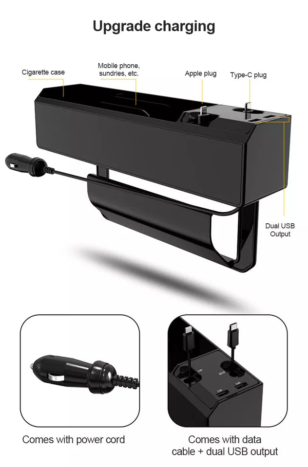 Dual USB Multifunctional Storage Box With Phone Charger And Car Automative Storage Case