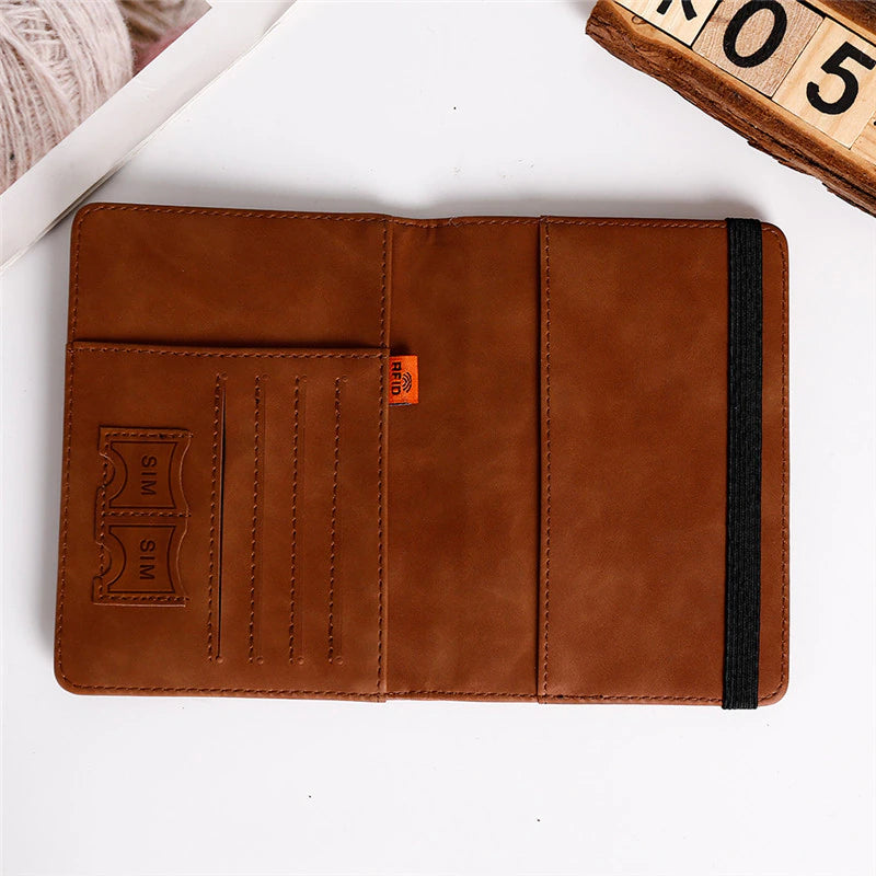 Leather Vintage Passport/Credit Card/Cash/Sim Holder with RFID Blocker