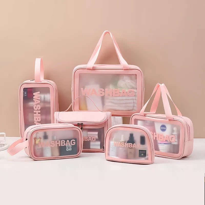 Portable Travel Toiletries/Skincare Waterproof Organizer Semi Transparent (Set of 4)