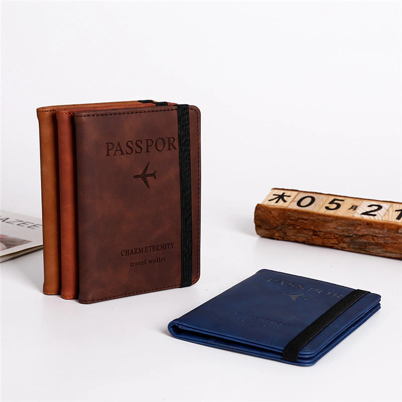 Leather Vintage Passport/Credit Card/Cash/Sim Holder with RFID Blocker