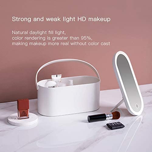 Portable Travel Makeup Cosmetics Organizer Touch Light Mirror Storage Makeup Case