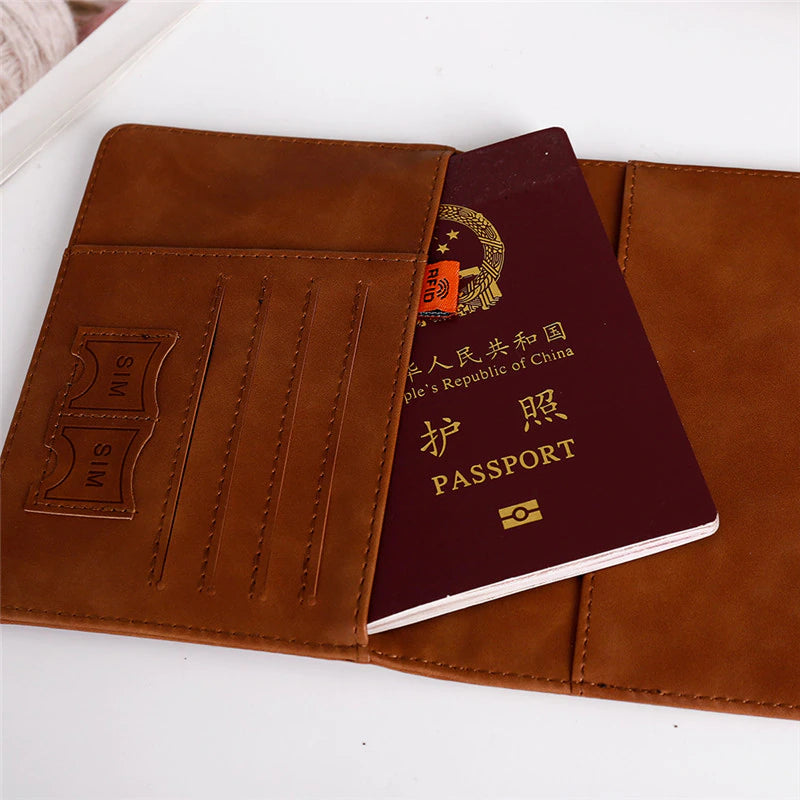 Leather Vintage Passport/Credit Card/Cash/Sim Holder with RFID Blocker