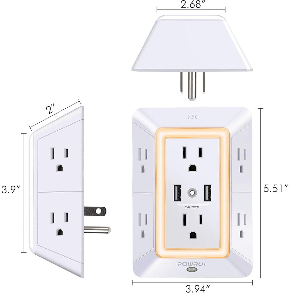 USB Multi Plug Outlet Wall Charger