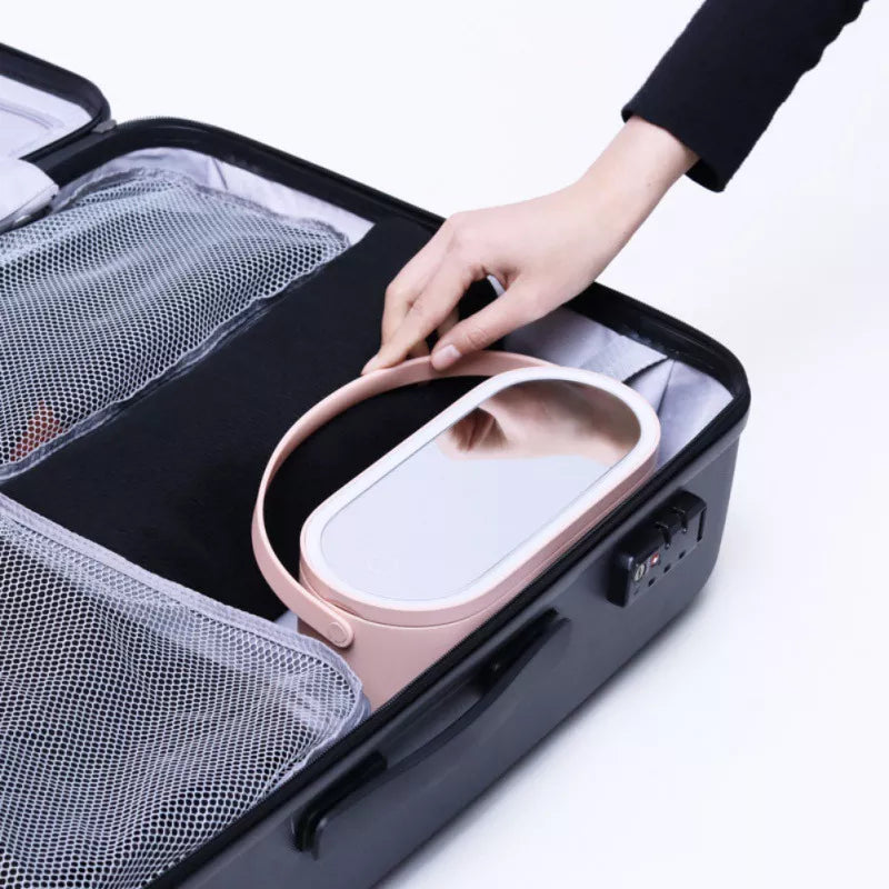 Portable Travel Makeup Cosmetics Organizer Touch Light Mirror Storage Makeup Case