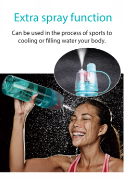 2 in 1 Sports Water Bottle With Spray Mist