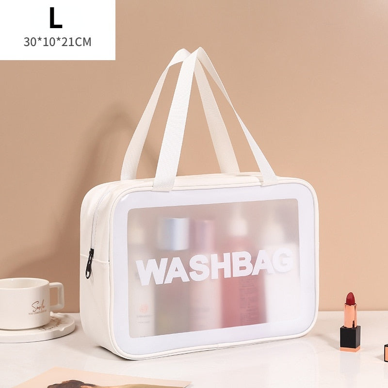 Travel Toiletries/Skincare Waterproof Organizer Semi Transparent Portable Washbag