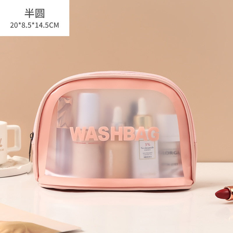 Travel Toiletries/Skincare Waterproof Organizer Semi Transparent Portable Washbag