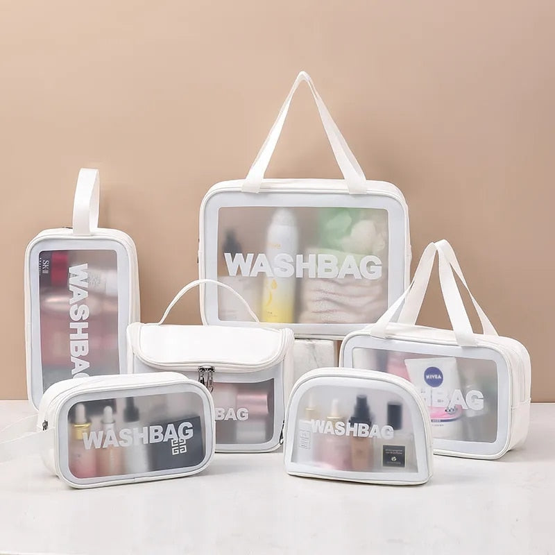 Portable Travel Toiletries/Skincare Waterproof Organizer Semi Transparent (Set of 4)