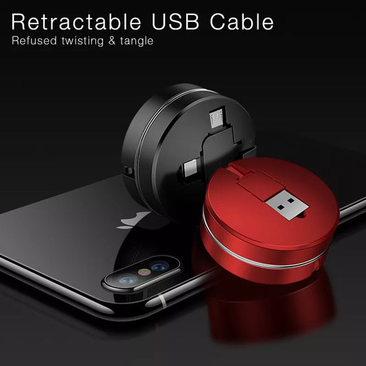 3 in 1 Portable Designer USB Fast Charge Retractable Cable for Android iPhone